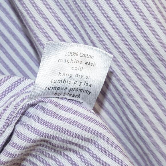 Teddy Stratford NYC Men's zip Button Down Shirt Purple Striped cotton size 1 - Picture 6 of 9